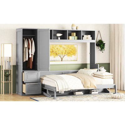 Gray Queen Bed For A Home Queen-size With Modern Finish And Storage
