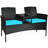 Outdoor Rattan 54.5'' Wide Conversation Furniture Set With Table-165003381