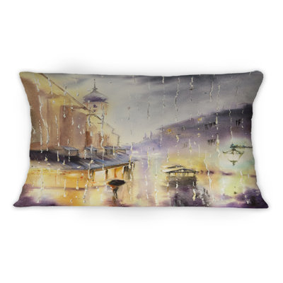 Evening View Of The Old City - Coussin décoratif imprimé bohémien et éclectique 1