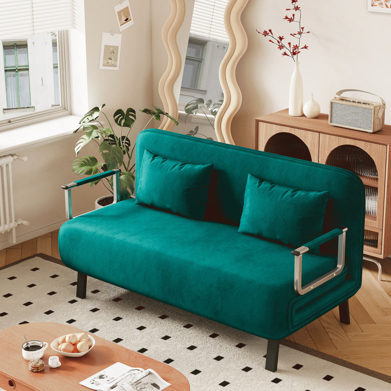 Canapé-lit convertible avec dossier réglable, structure en acier robuste et méridienne confortable pour la maison et le bureau