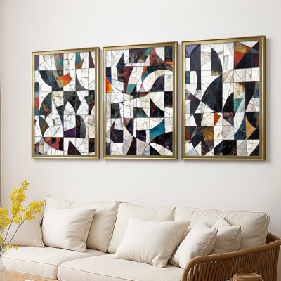 ABSTRACT Series LXI - Toile tendue avec châssis sur mesure - 3 pièces