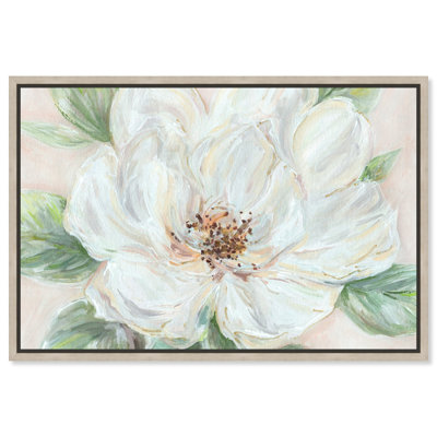 «Bloom Romance - Ira Colmeva», reproduction d'art sur toile encadrée florale et botanique par Art Remedy, cadre blond, 72 x 48