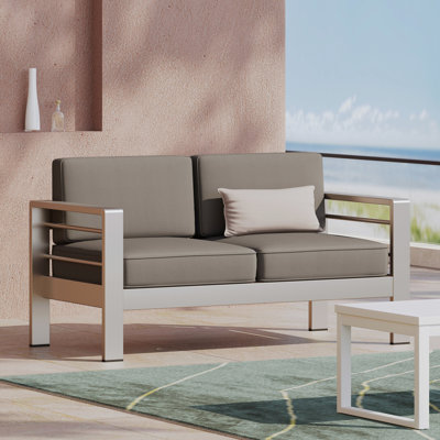 Extérieur kaki avec aluminium - Accoudoir à eau de 24,88 po de hauteur - Coussin de patio d'une capacité de 600 lb avec une longueur de 56,66 po