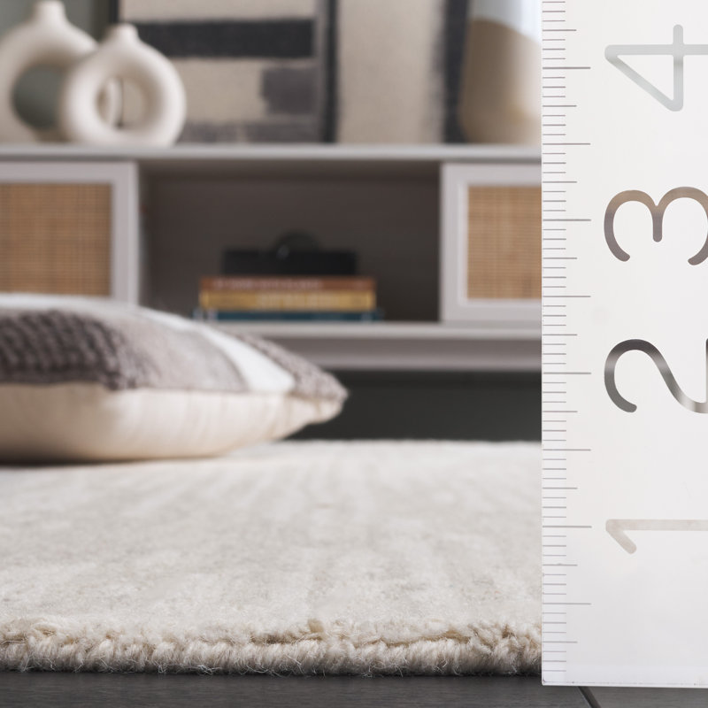 Ebony 925 Hand Tufted Wool/Cotton Abstract Rug in Gray/Ivory, Square 6'