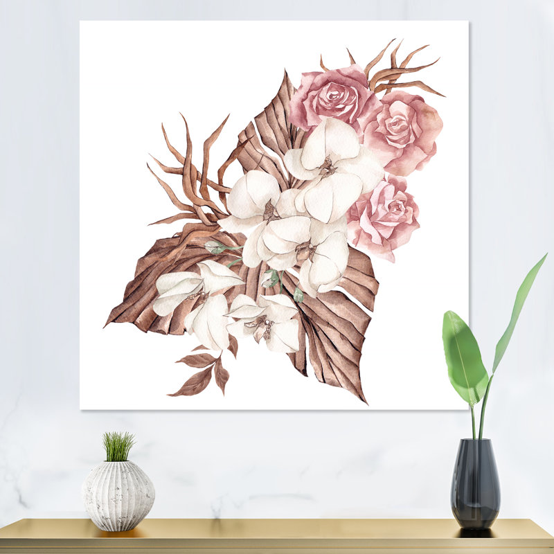 13_Bouquet de fleurs tropicales blanches II - reproduction d'art sur toile traditionnelle, H 36 po x l 36 po x P 1 po