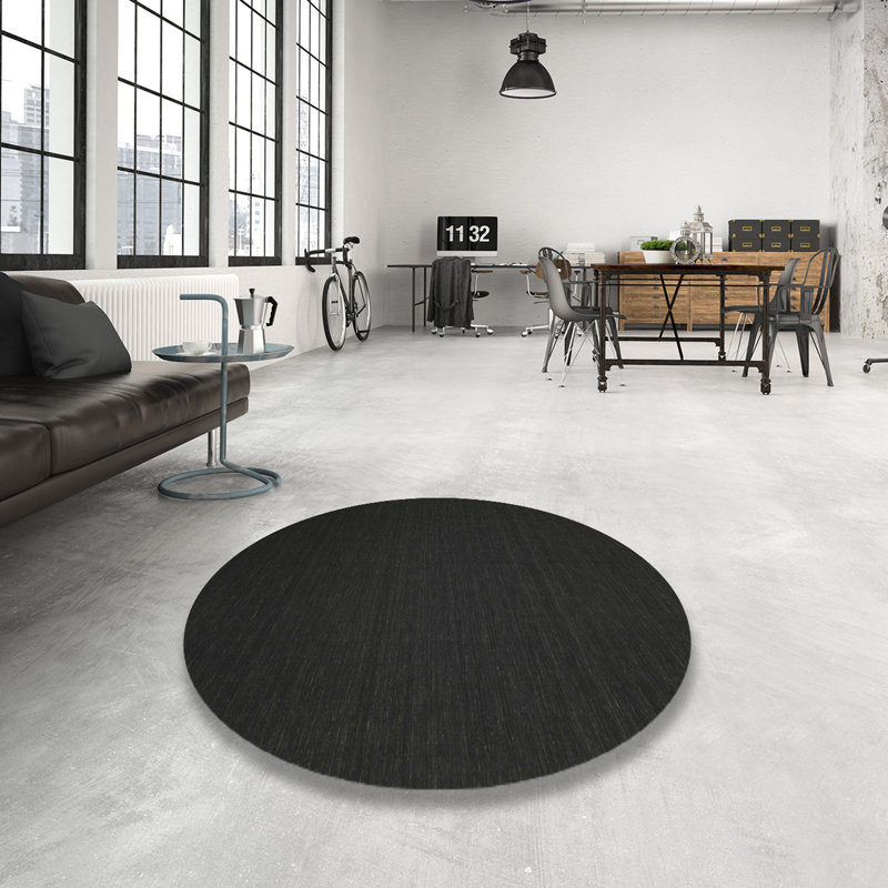 Tapis de zone noire contemporaine, Rond 3 pi