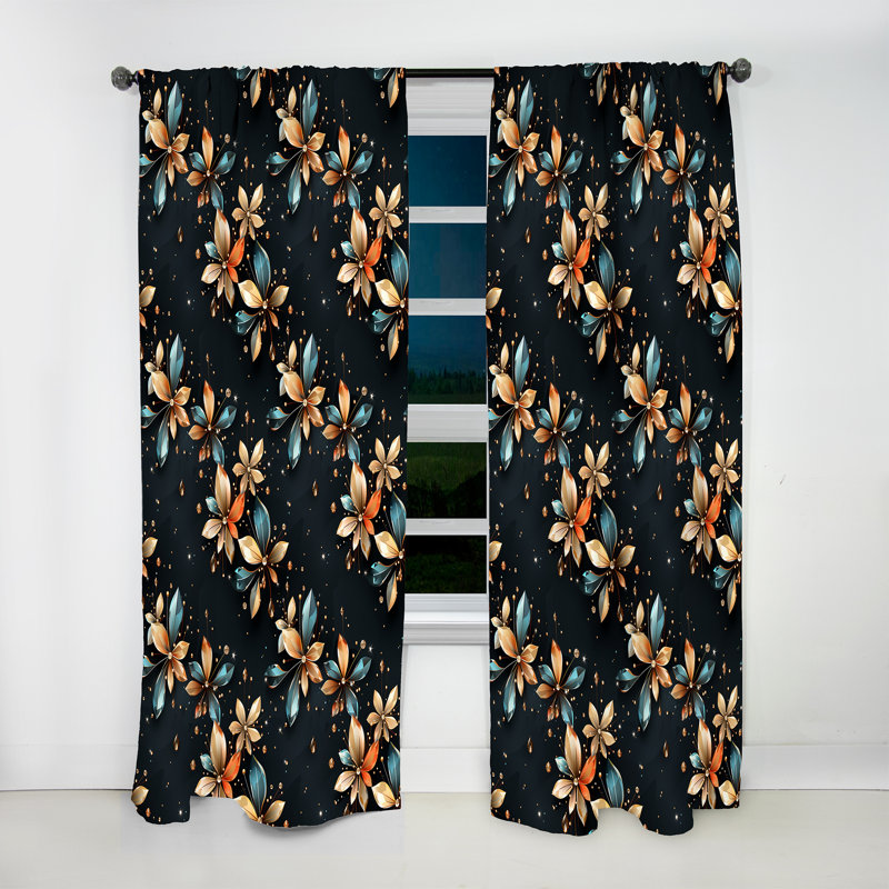 Crystal Black Glass Glamour Opulence I - Glam Velvet Curtain - Room Darkening - 1 Panel, 52" W x 90" L