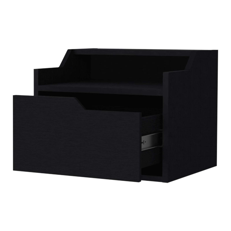 Table de chevet flottante avec tiroir et double tablette Florence, Noir