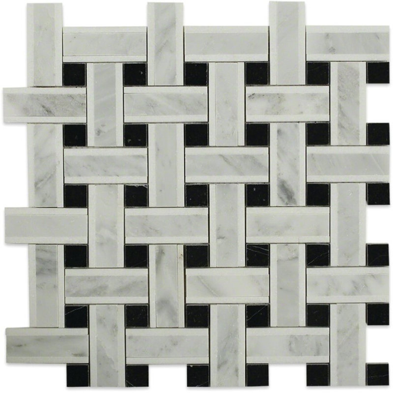 Twine 1x3 Basketweave Polished Marble Mosaic Tile