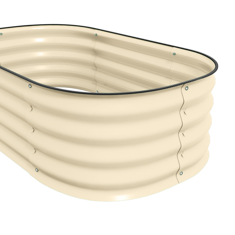 Boîte de jardin surélevée galvanisée de 3,4 pi x 2 pi x 1 pi, pot de fleurs surélevé en métal pour l'extérieur, apprécié pour les fleurs, les herbes et les légumes, ensemble de lit de dissimulation crème 3,4 pi x 2 pi x 1 pi, fleur, pot à fleurs, crème,