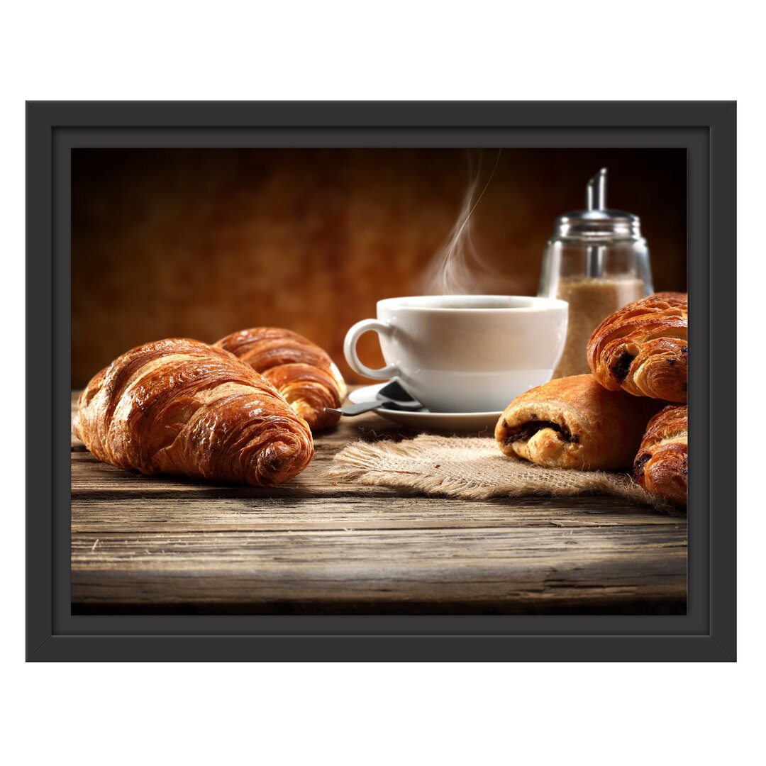 Gerahmtes Wandbild Croissant zum Kaffee