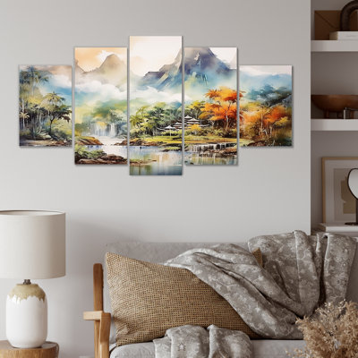 Paysage de montagne indonésien - Décoration murale indonésienne à multiples panneaux