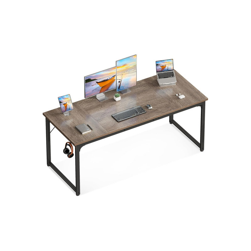 63 Inch Computer Desk For Home Office, Study Writing Table For Small Spaces, Simple Modern Desk With Headphone Hooks