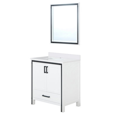 Meuble-lavabo blanc l 30,56 po - comptoir en marbre, miroir 28 po, comptoir P 21,93 po, rangement spacieux