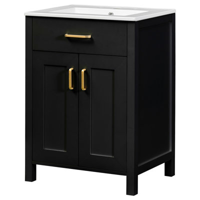 48-inch Double Vanity With Ceramic Sinks, Soft-close Function, Flip Drawer For Hidden Storage, And Build Storage