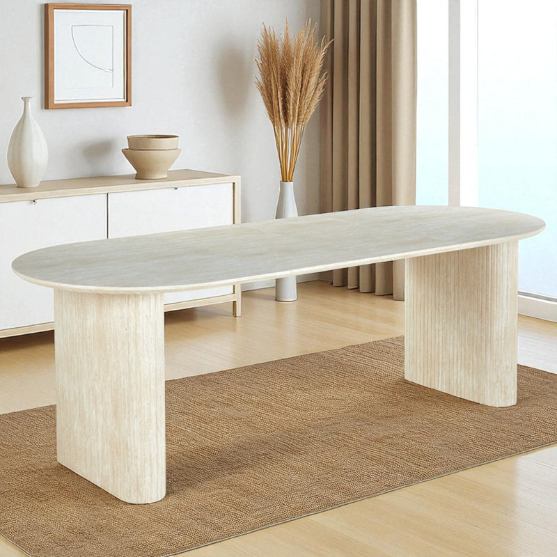 Table de salle à manger extensible avec 2 rallonges amovibles, Chêne blanc