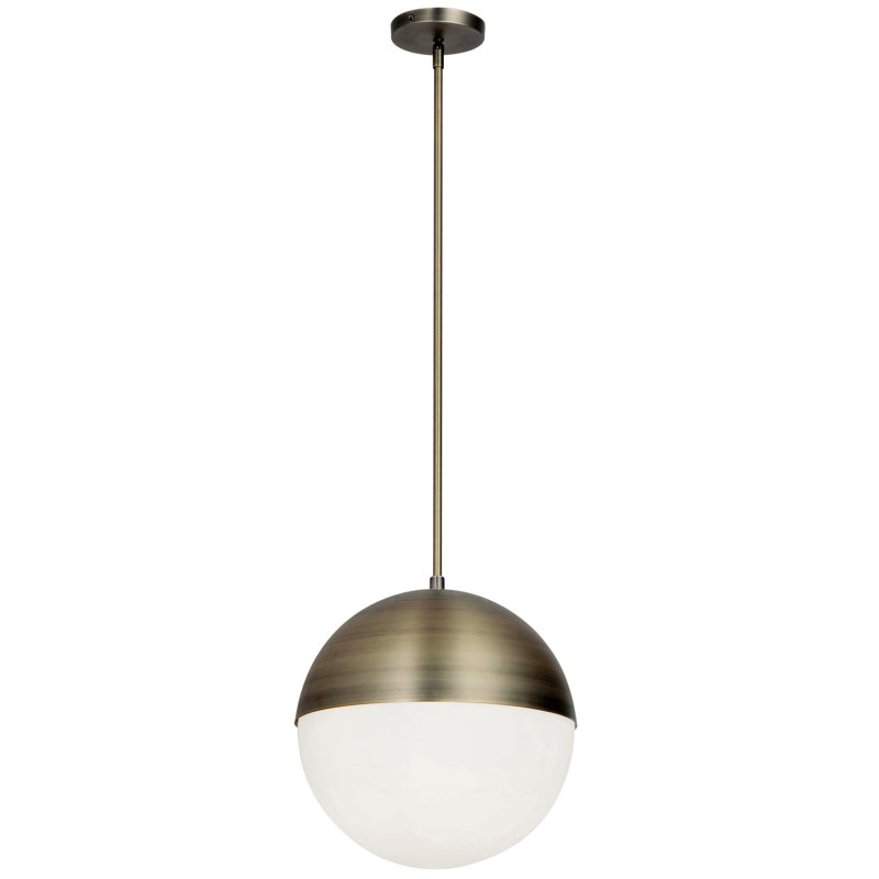 Luminaire suspendu sphérique unique à 3 lumières Exira, Laiton antique