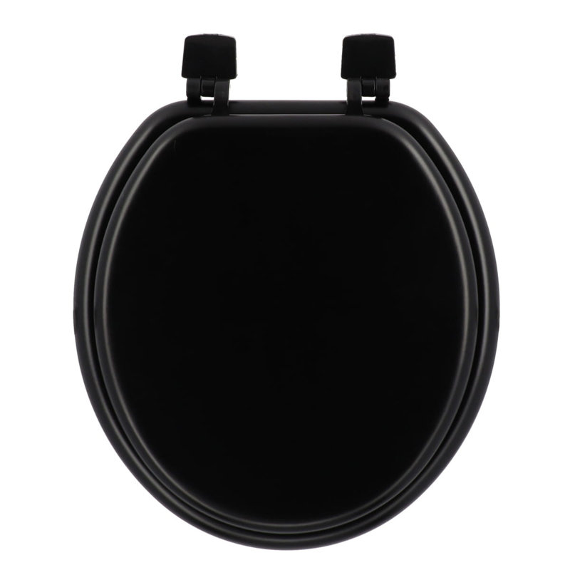 Round Molded Wood Toilet Seat 17 Inches, Black