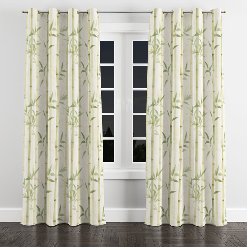 Coastal Curtains - Rideau à œillets vert Botir - 1 panneau, Œillets dorés, L 52 po x L 84 po