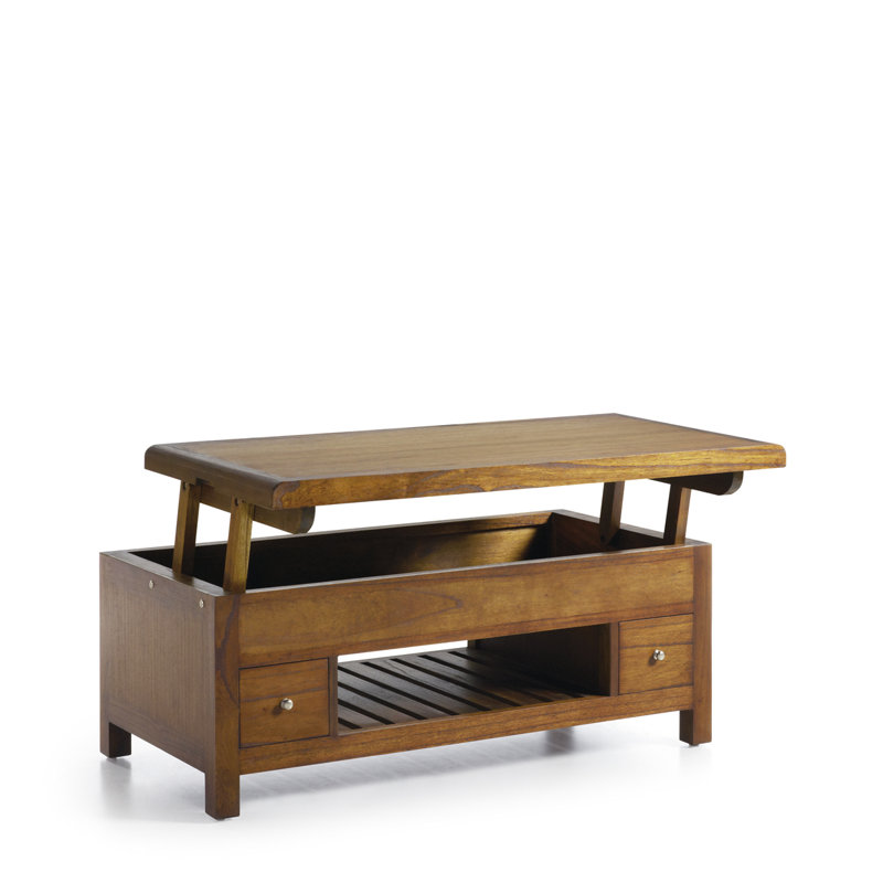 Flash Solid Wood Lift Top Four Leg Coffee Table with Storage