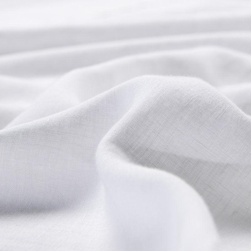  Ensemble de draps en lin pur lavé à la pierre, drap-housse 16 po, Grand, Blanc