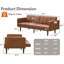 Canapé-lit futon en cuir de 75 po, causeuse convertible, dossier réglable, poches latérales, canapé-lit peu encombrant pour petits espaces, brun