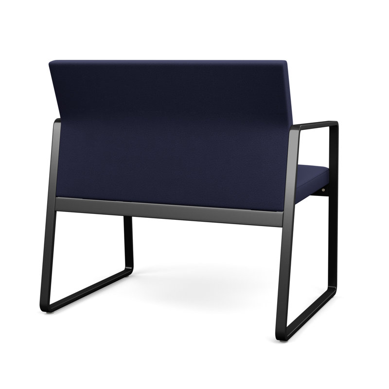 Fauteuil de bureau Gansett, Noir, Portes ouvertes en tissu bleu marine