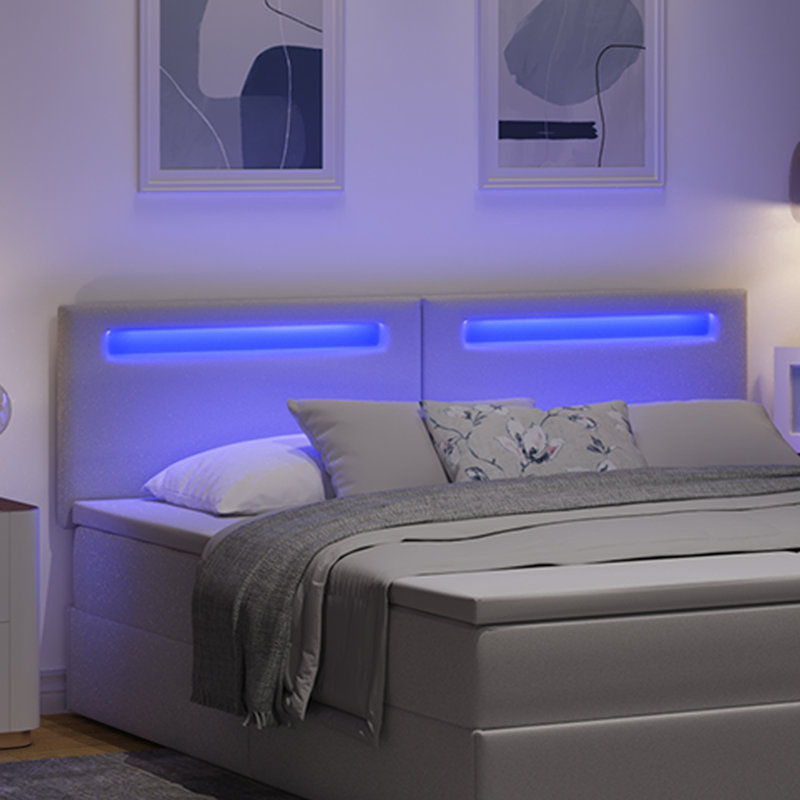 Headboard Plain Design Faux Leather, 98cm H x 180cm W x 5cm D, White, Super King (6')