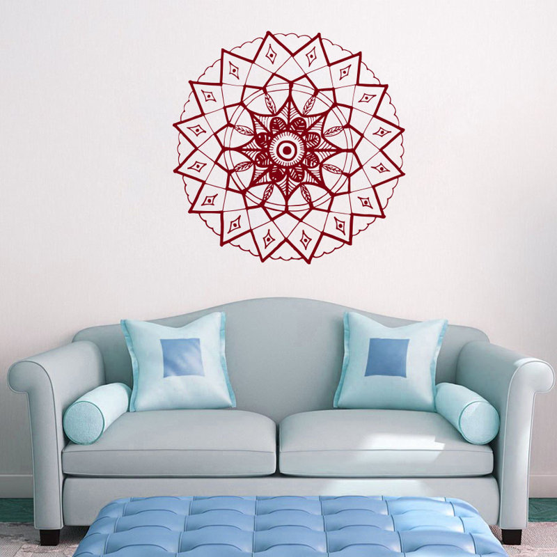 Adhésif décoratif mandala yoga, H 20 po x l 22 po, Bourgogne