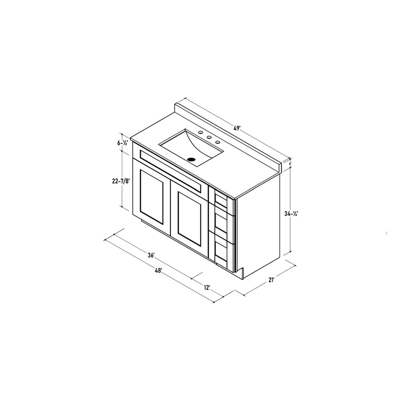White Shaker Freestanding Bathroom Vanity with Quartz Top