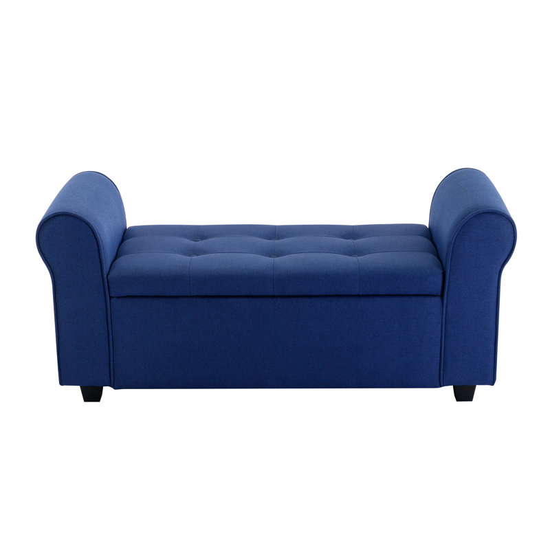 Ammarie Fabric Upholstered Storage Bench, Blue