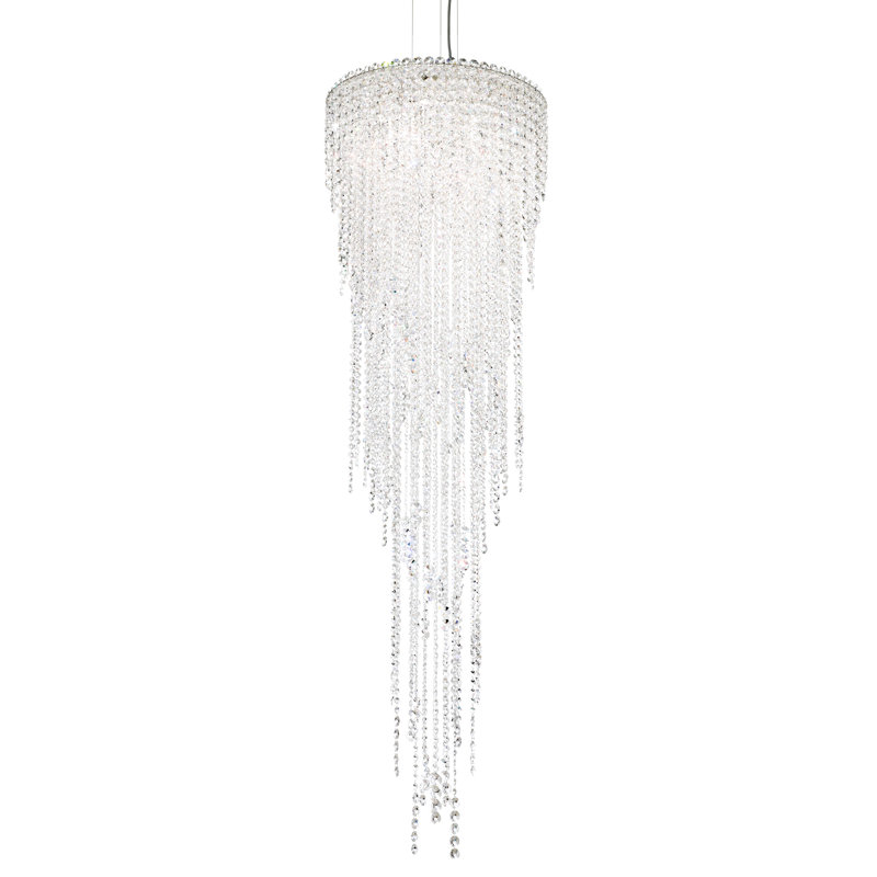 Chantant 5 Light 21in x 70.3in Chandelier in Polished Stainless Steel with Clear Radiance Crystals