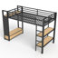 Structure de lit simple simple TG avec garde-robe, tablettes de rangement et panneau perforé
