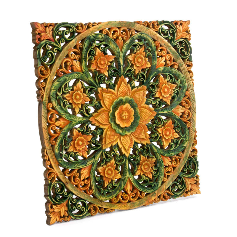Handmade Traditional Plants & Flowers Wall Decor on Solid Wood