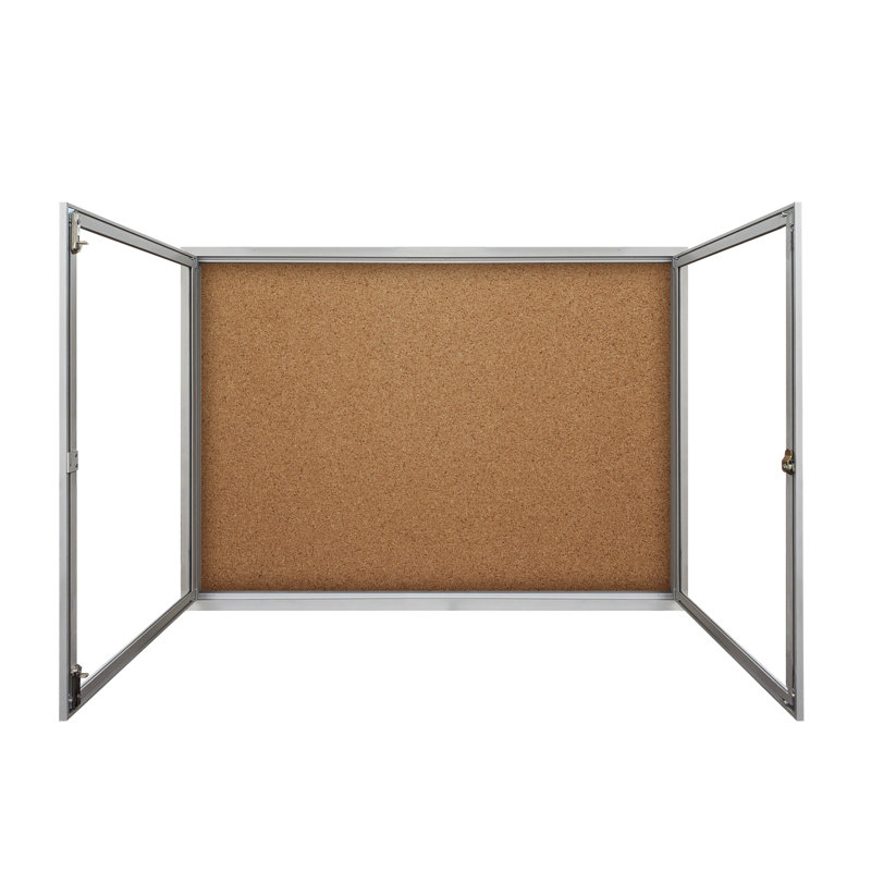 Tableau d'affichage mural fermé, H 36 po x l 48 po (inclus 2 portes), Argent