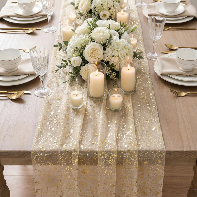 Chemin de table champagne doré doré 120 pouces 10pi