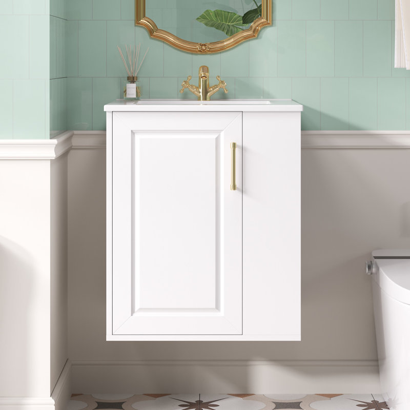 Armoire de salle de bain murale moderne avec armoire latérale, armoire de salle de bain avec porte à fermeture douce, meuble-lavabo moderne avec lavabo