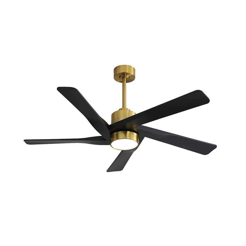 Ventilateur de plafond intérieur avec lumière et télécommande, 64", Noir mat, Doré