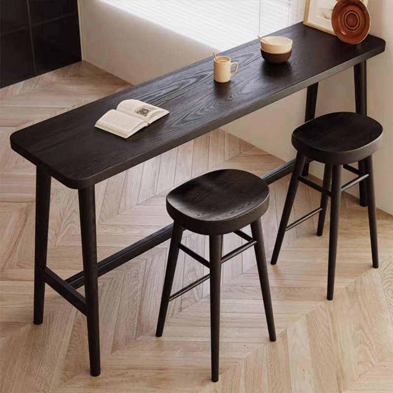 Ensemble de tables de bar droites pour 2 personnes en bois massif noir