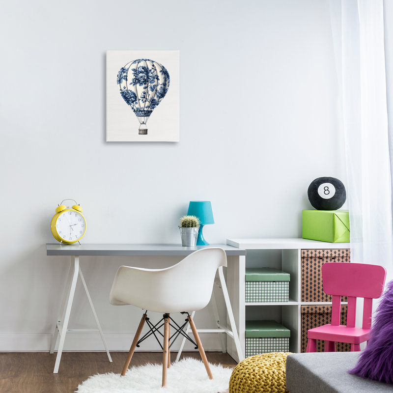 Toile à montgolfière rétro en toile, design par lettré et doublé, H 20 po x l 16 po