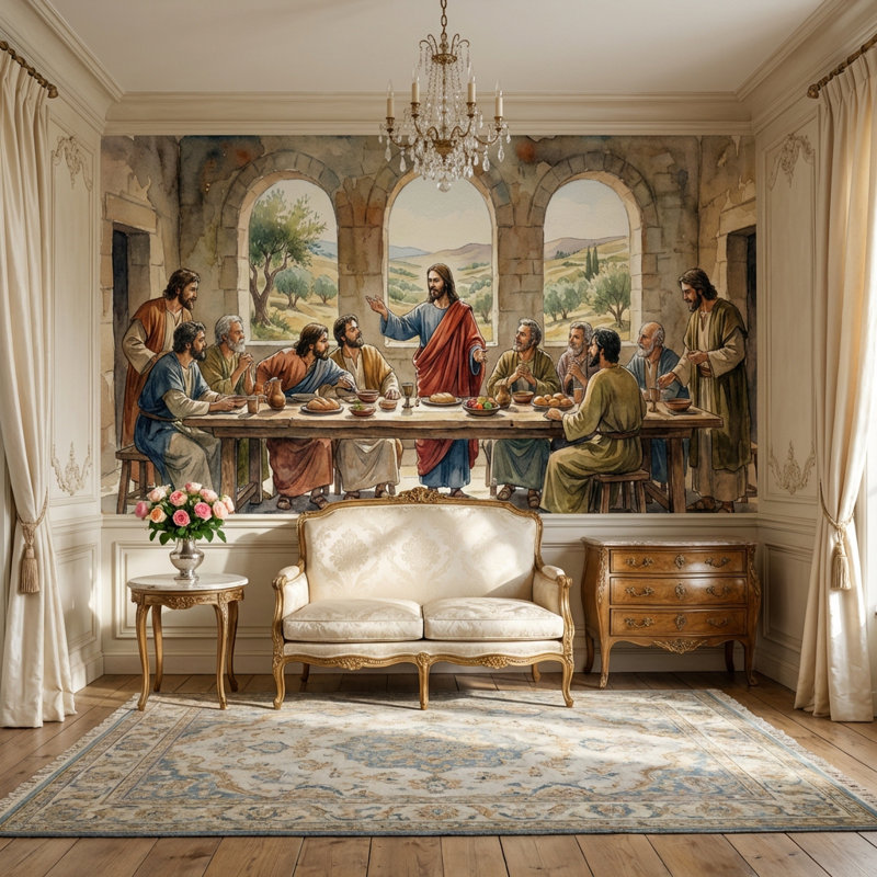 Traditional Wallpaper Indoor Landscape Wall Mural, Non-Woven Nonpasted, 140"x108"