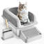Bac à litière pour chat profond 6 pouces, odeur, pied filtrant, plastique gris, espace intérieur très grand, convient aux chats à pattes courtes