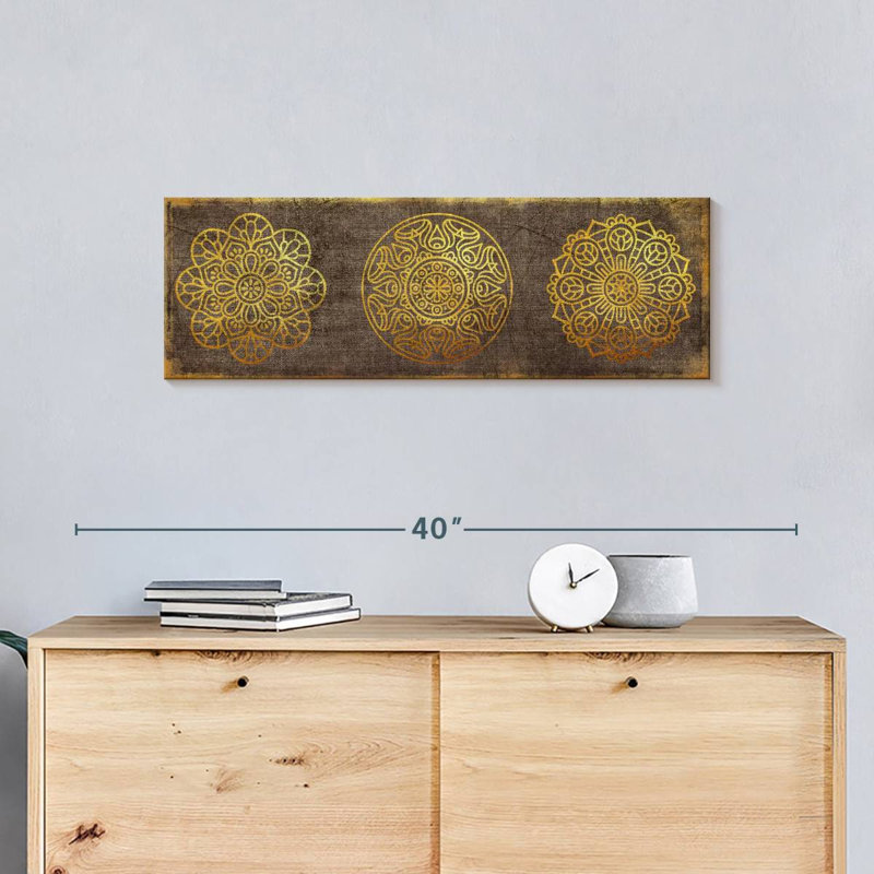 Impression sur toile Golden Mandalas, H 30 po x l 10 po x P 1,25 po