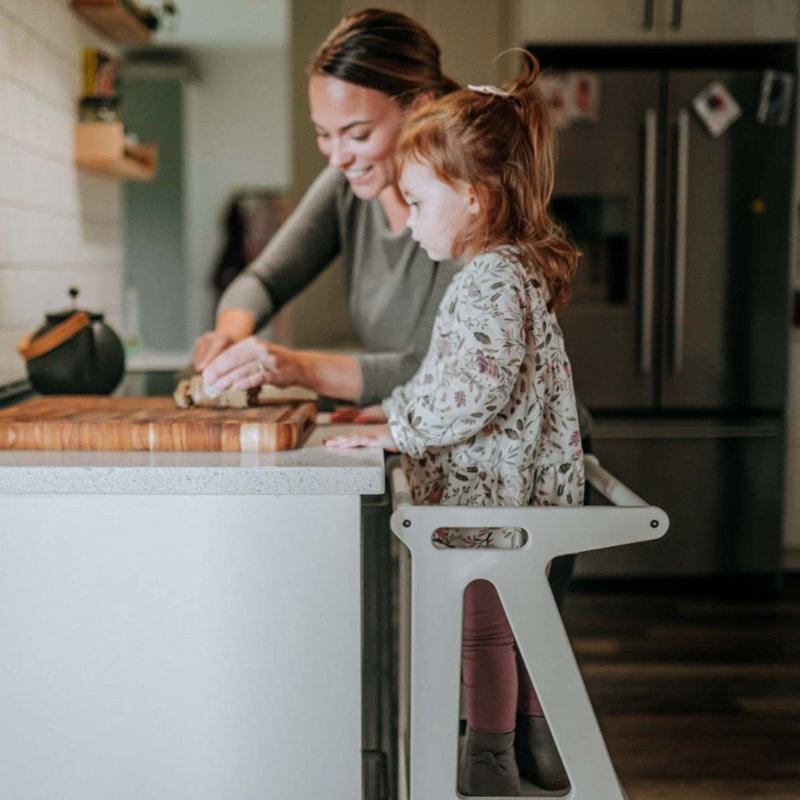 Tour de jeu en bois pour enfants avec plateforme réglable AllTronds PlayTower, Blanc