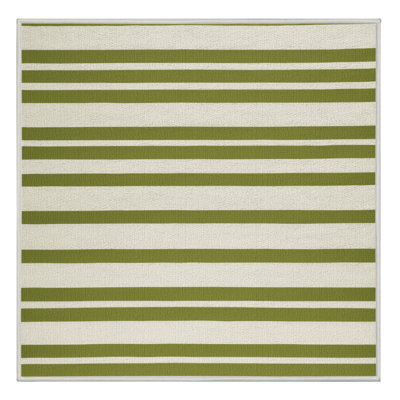 Tapis beige à rayures horizontales lavable à la machine