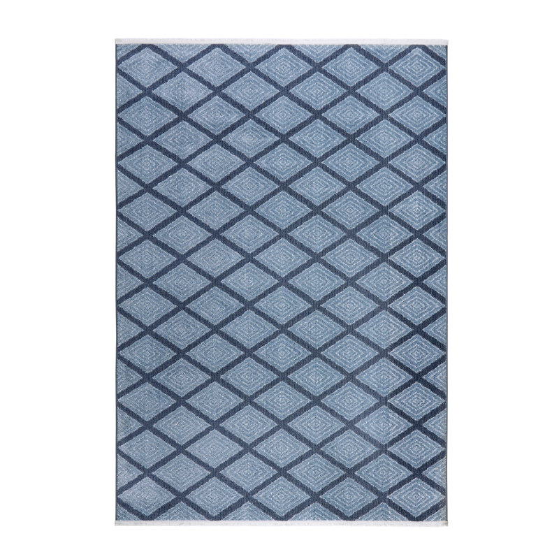 Town & Country Everyday Rein Solid Diamond Everwash Non-Slip Backing Washable Area Rug Blue, Rectangle 6'6" x 9'6"