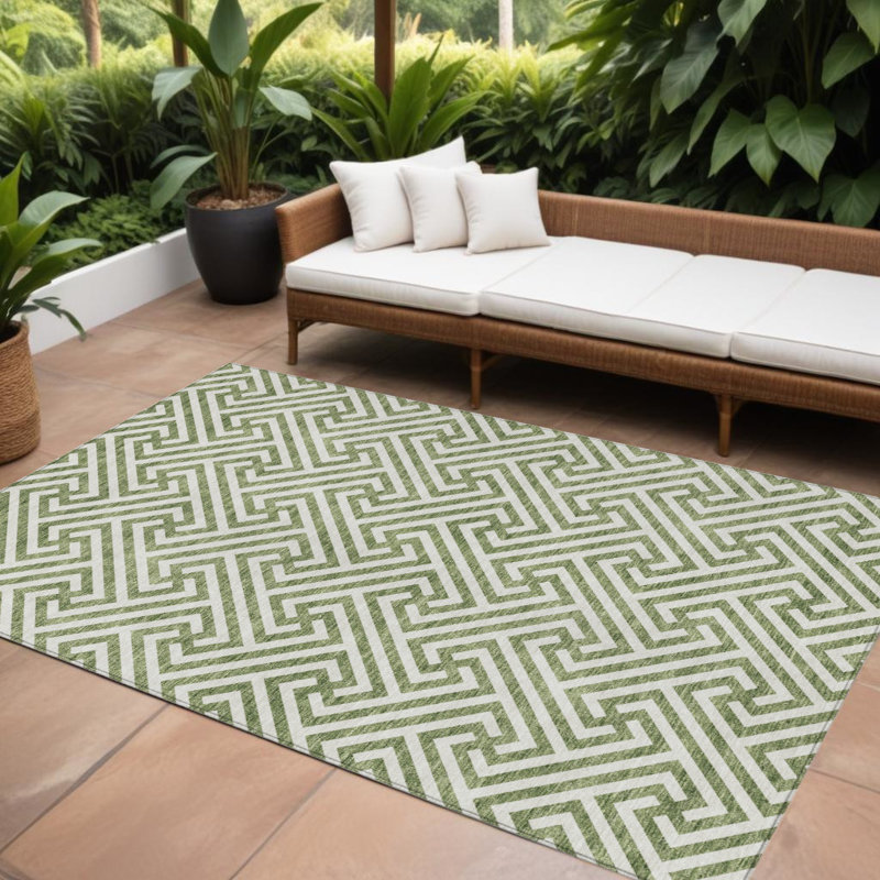 Tapis intérieur lavable à motif géométrique 9 pi x 12 pi beige