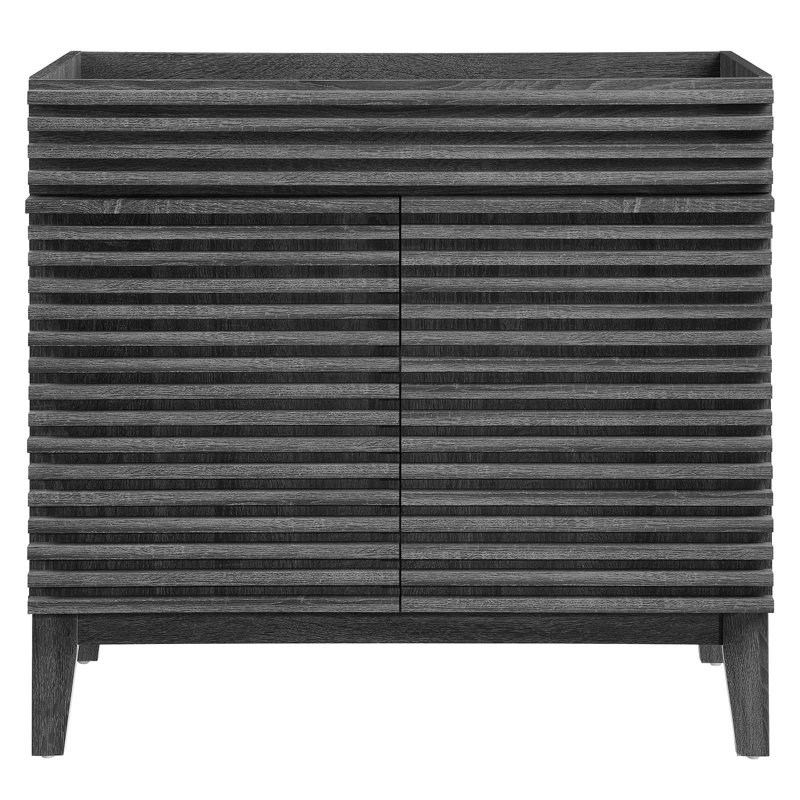 Charcoal 35" MDF and Particleboard Mid-Century Modern Bathroom Vanity