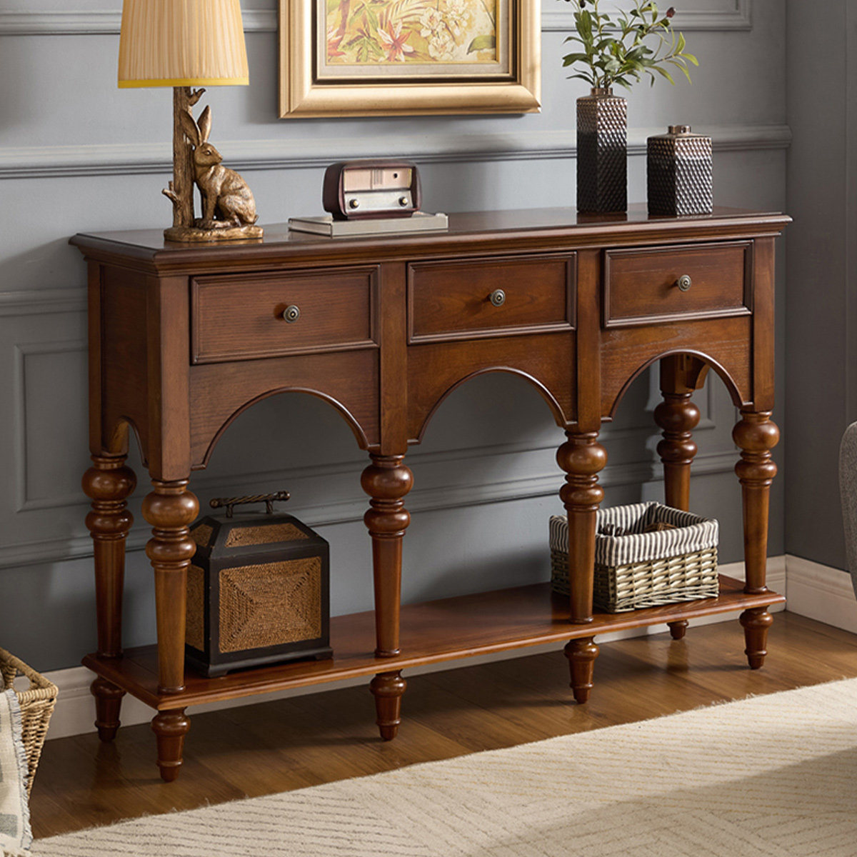 Wayfair Console One Allium Way Walnut Solid Wood Rectangular Console Table - Wayfair Canada