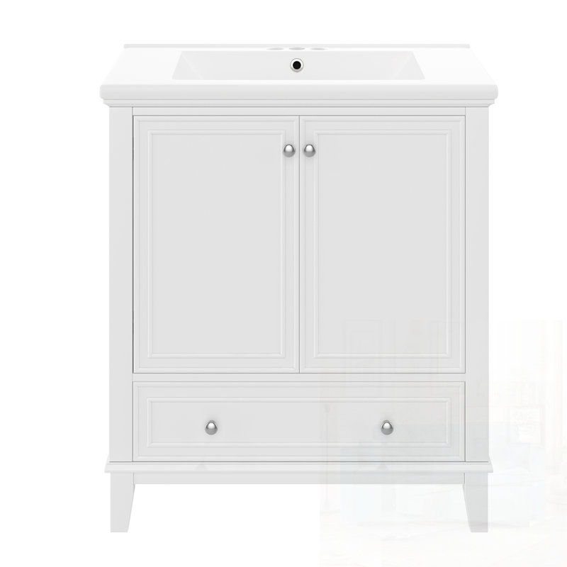 Meuble-lavabo simple avec plateau Naleah 30,01, Blanc lustré